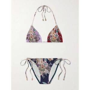 Zimmermann Women's Multicolor Floral Rhiannon 2 Pc Triangle Bikini Set Sz 10/12